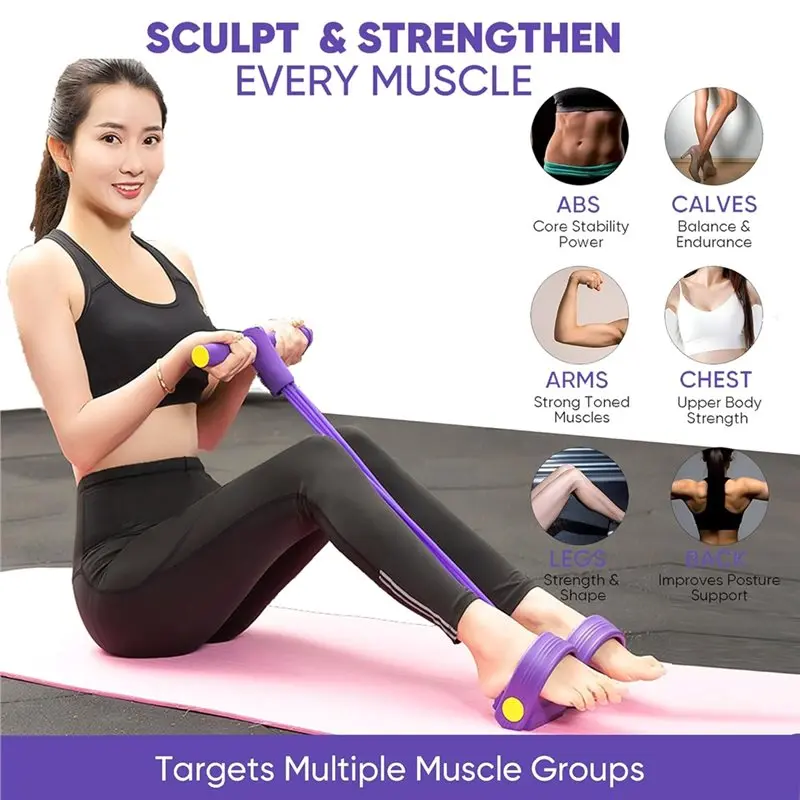 Dropship-Abdominal Trainer& 6-Tube Elastic Resistance Band Multi-Function, Sit-Up Equipment Bodybuilding Expander For Yoga