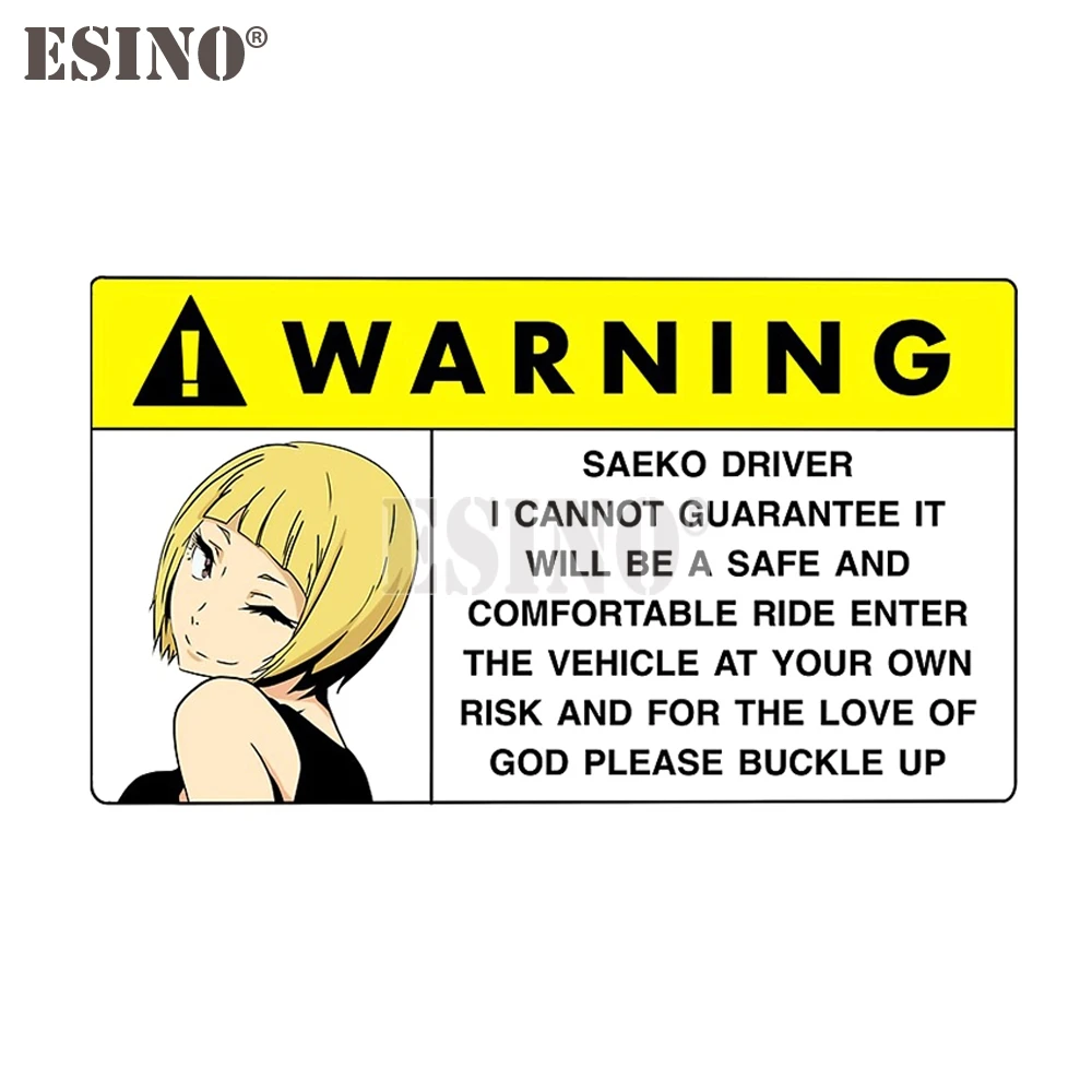 Vinilo Adhesivo de PVC para Coche, Diseño de Advertencia Japonesa Saeko Driver, Impermeable, para Carrocería de Coche