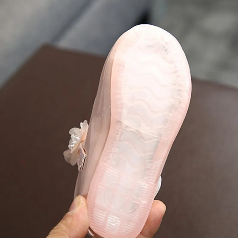 PU Leather Toddler Baby Baptism Walking Shoes Flower Kids Princess Shoes Crystal Infant Soft Soles Footwear for Girl 2-12years