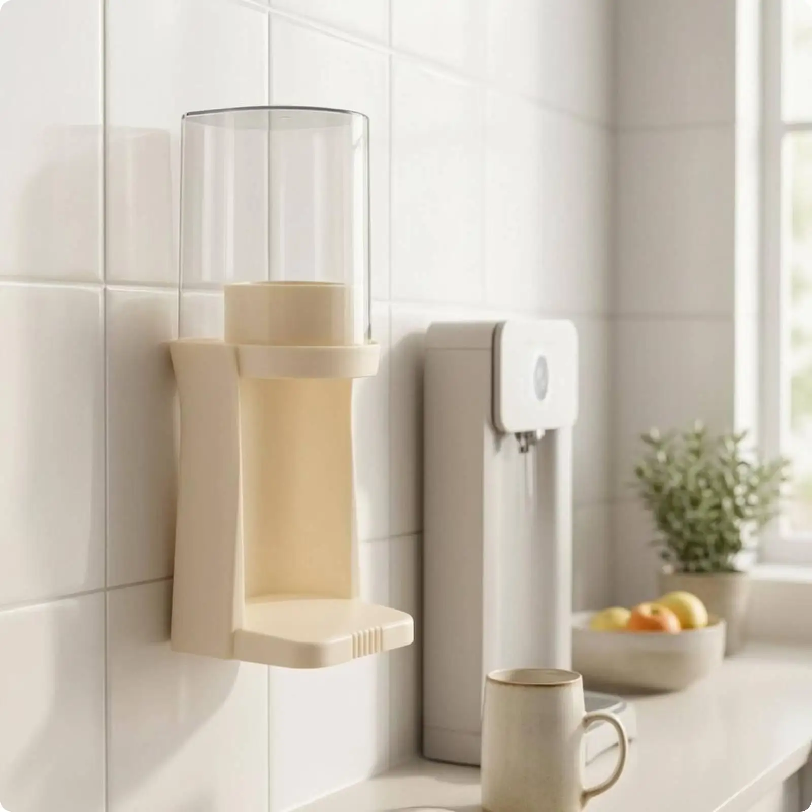 Single Cup Dispenser Wall Mount Retro Clear Tube Design for Paper Cups Kitchen Counter Organization view 5