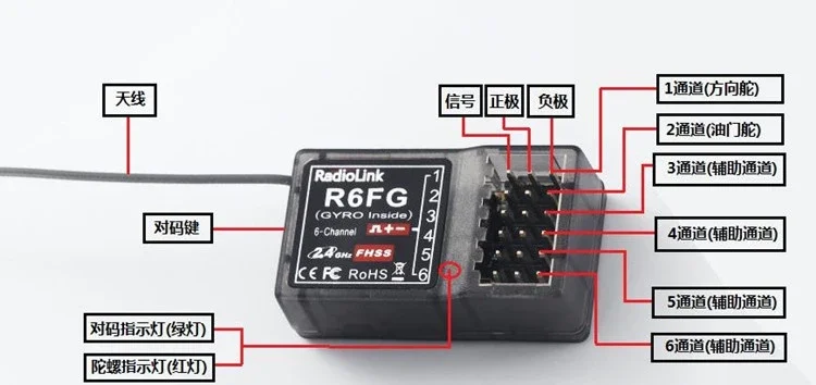 Radiolink RC6GS transmitter radio 6CH Channels with R6FG Receiver 400meter control range for boat and cars