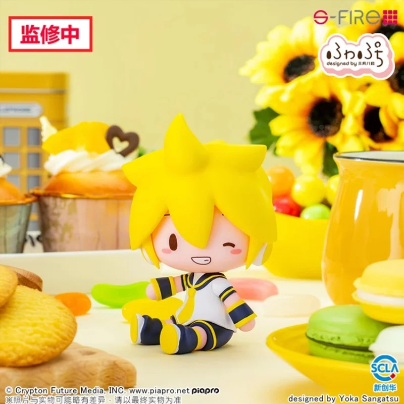 Genuine Kagamine Rin/Ren Anime Toys Hatsune Miku Q Version Doudou Eye Figure Model Collection Desktop Ornaments Turn Around Toys