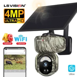 LS VISION-cámara de seguridad Solar para exteriores, videocámara inalámbrica 4G/WiFi, detección Humana/Animal, Audio bidireccional, impermeable IP66, vida silvestre