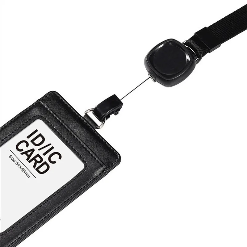 حامل أوراق الاعتماد قابل للسحب، حامل بطاقات من الجلد الطبيعي، قلادة للبطاقات، حبل قابل للتعديل، لوازم حامل بكرة معرف الموظف