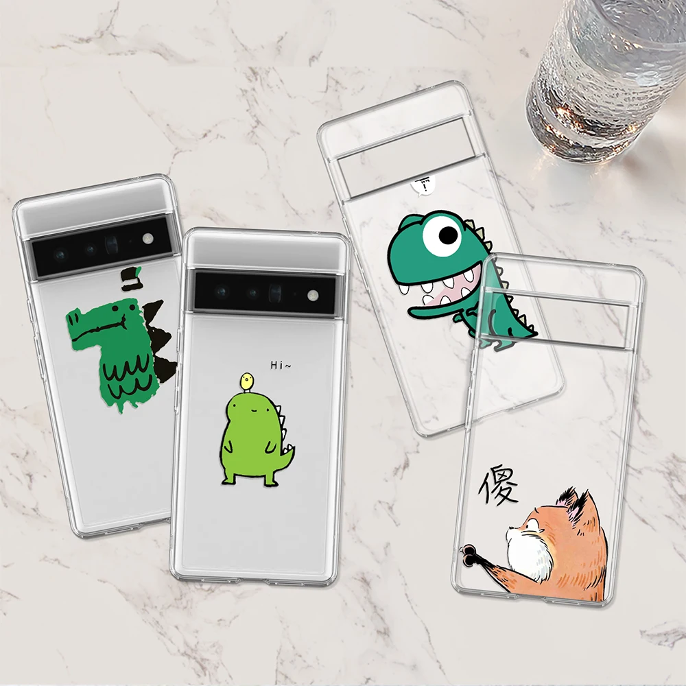 

Cute Dinosaur Case for Google Pixel 7a 7Pro 7 6a 6 6Pro 5 5a 5G 4XL 4 2 3XL 2XL 3 3a 3aXL 4a Soft Silicone Protection Shell