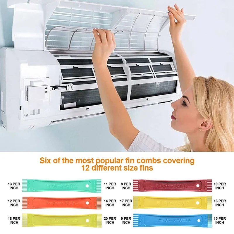 FCR6 Ring Fin Comb Set, Air Conditioner Fin Comb Straighten Evaporator Condensor Coils, AC Fin Comb Straightener