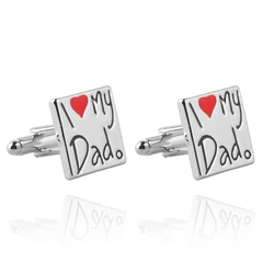 I Love My Dad Cufflinks for Men Simple Fashion Daddy Heart Shirt French Tie Clip For Father Gifts Jewelry Birthday Party Gifts