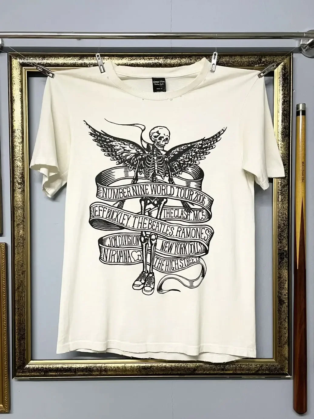 Number nine distressed skull tour tee angel made old short sleeve t-shirt