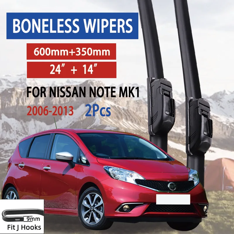 For Nissan Note MK1 2006-2013 Car Wiper U-type Soft Rubber Boneless Wiper HD Quiet Durable Automotive Wiper 24\