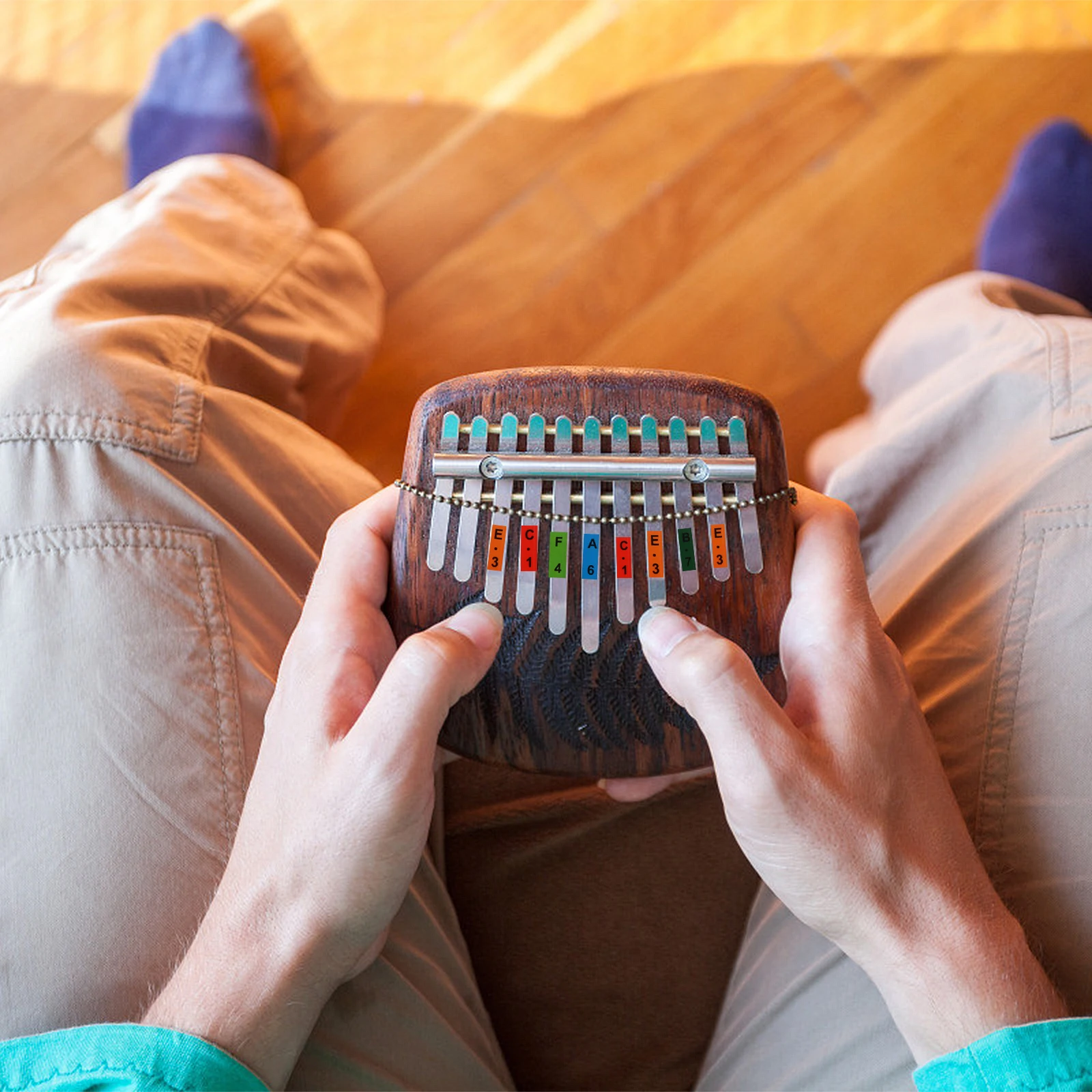 

10 Pcs Thumb Piano Kalimba Note Stickers Decals Gift Small Instrument Scale Colorful Finger