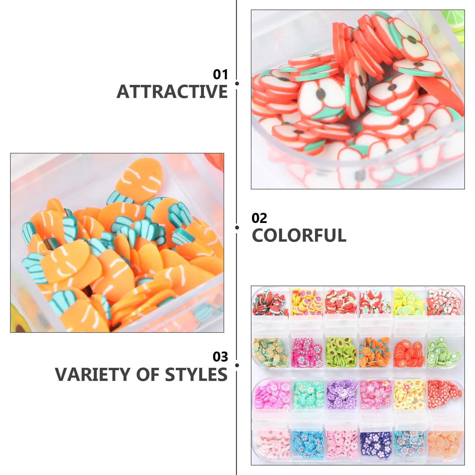 

Handmade DIY Nail Art Decorations 2 Boxes 12 Grids Random Flower Fruit Slice Nails Sequins Nail Slice