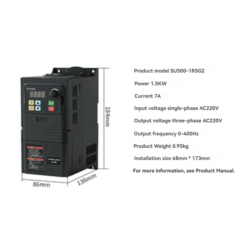 320-1,5 кВт-220 В преобразователь привода с переменной частотой, 1 фаза, 3 фазы, инвертор, регулятор скорости векторного двигателя