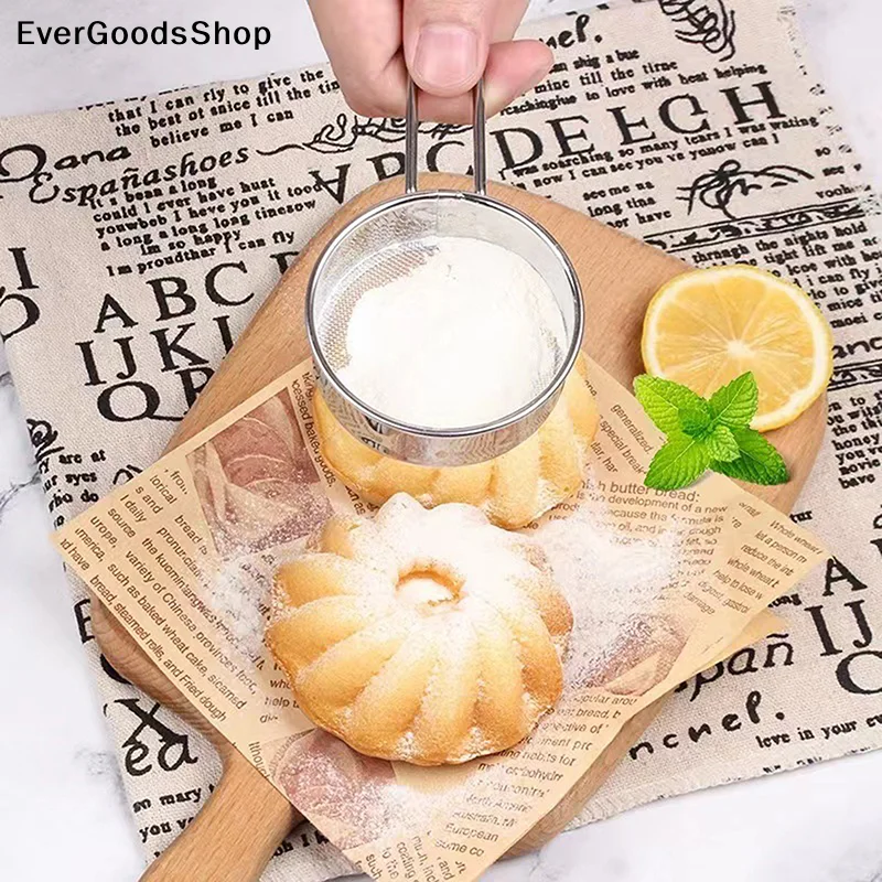 ✦ Stainless Steel Flour Sieve Fine Mesh Strainer Baking Flour Sifter With Handle Handheld Coffee Powder Mesh Sieve Baking Tools