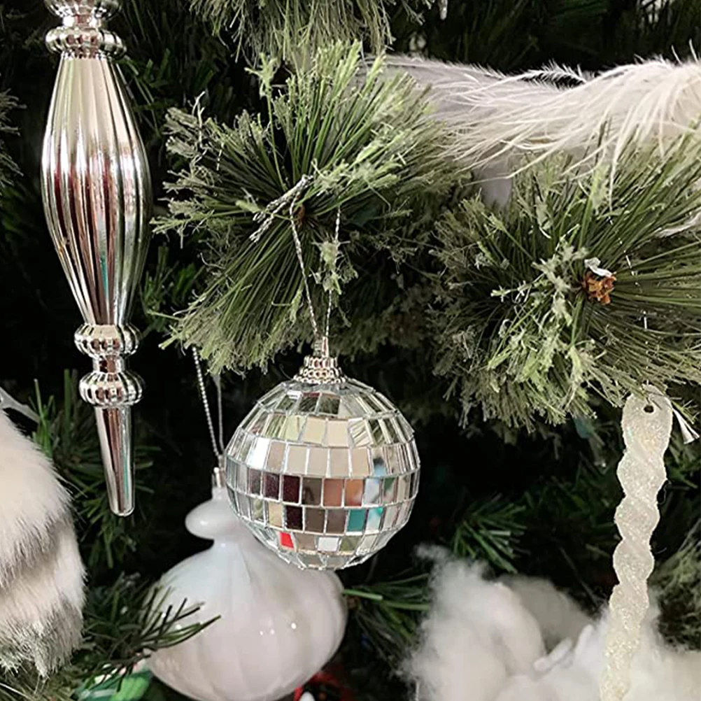 

6pcs Mirror Disco Balls Hanging Party Decorations Christmas Tree Ornaments for Cake Foam Small Mirrored Light Effect Ball Event