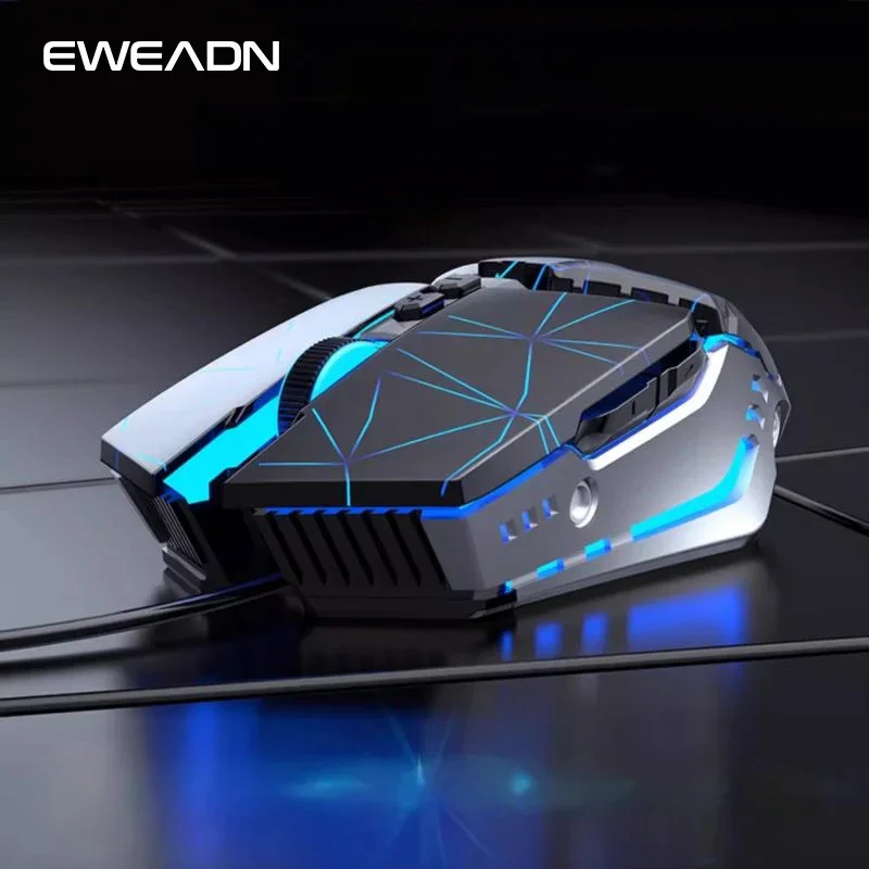 EWEADN G9 Wired Mouse USB Gaming Sound Mechanical Mouse LED Metal Base Buttons Macro Function Keys gamer Mouse for PC Laptop