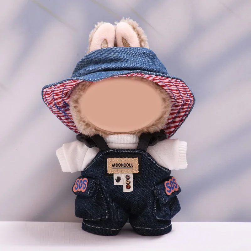 

Doll Work Clothes Strap Pants Set For 17cm Labubu Plush Doll Clothes Replacement Idol Doll Sitting Party (No Dolls)