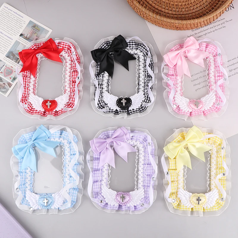 1pcs Lace Card Protector Sleeve INS Bowknot Decor Photocard Holder Student DIY Fabric Pendant Gift Photo Cards Minicard Storage