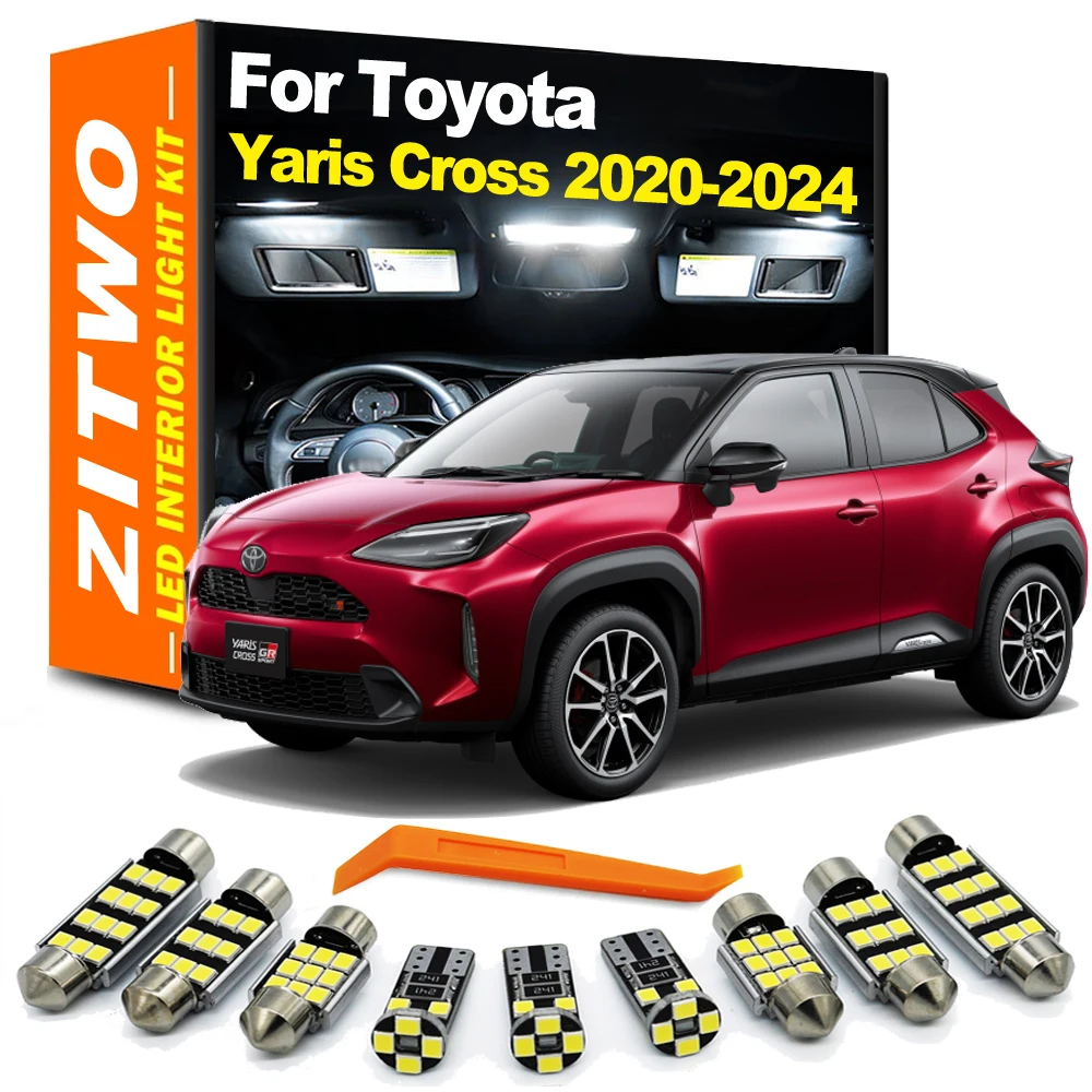 ZITWO 11Pcs Zestaw oświetlenia wewnętrznego LED do Toyota Yaris Cross 2020 2021 2022 2023 2024 Żarówka tablicy rejestracyjnej bagażu Canbus bez błędów