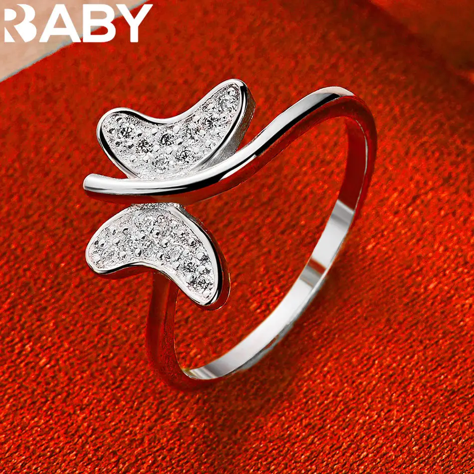

URBABY 925 Sterling Silver Butterfly Ring For Women Fashion Jewelry Party Engagement Wedding Accessories Birthday Gifts