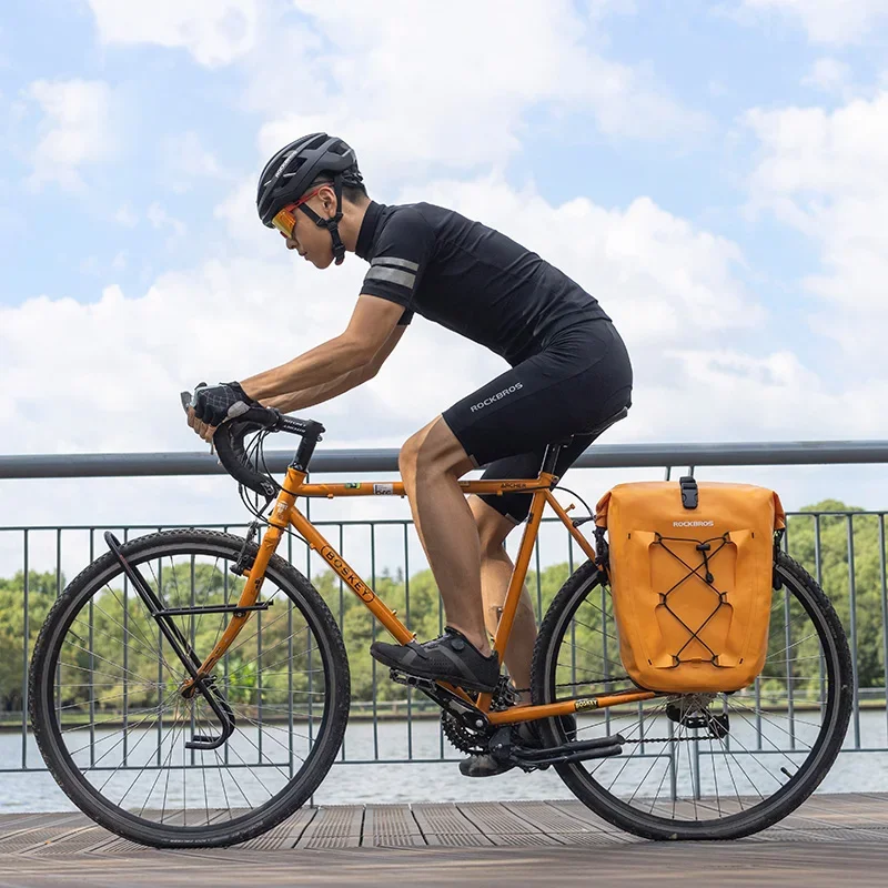 ROCKBROS Waterproof 25L Bike Rack Bag Travel Cycling Bag Basket PVC Bicycle Rear Rack Tail Seat Trunk Bag 1PCS
