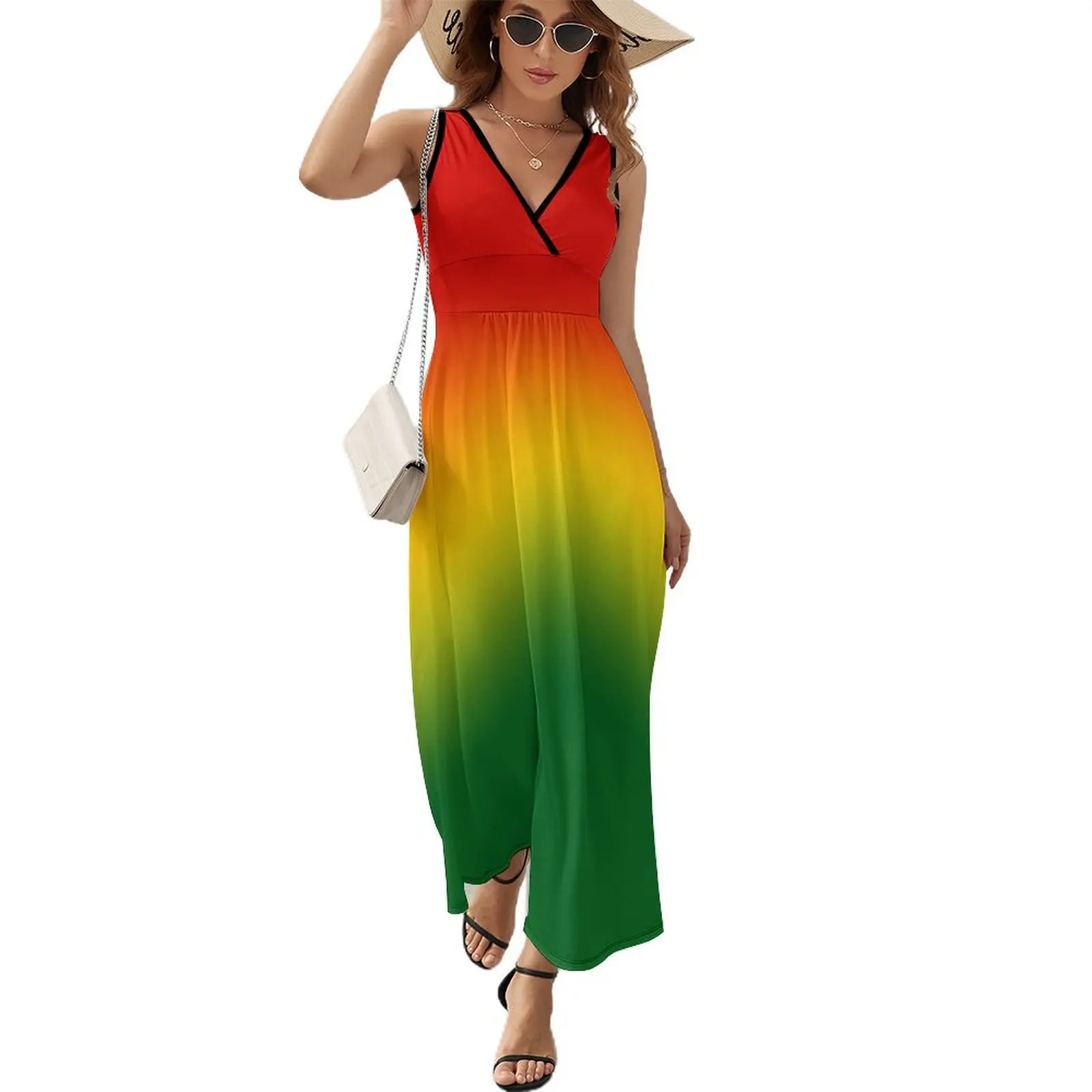 

Jamaican Colors Red Yellow Green Blend Pattern Sleeveless Dress dresses for womens 2024 evening dresses luxury 2024 beach dress