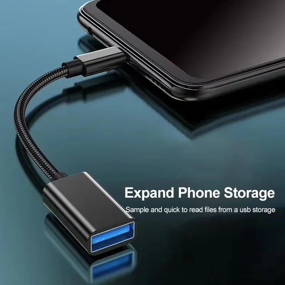 

For Mobile Phone USB Female to Type C Male Adapter OTG 15.5CM Long Cable For Xiaomi Samsung S20 Huawei OTG Data Cable Converter