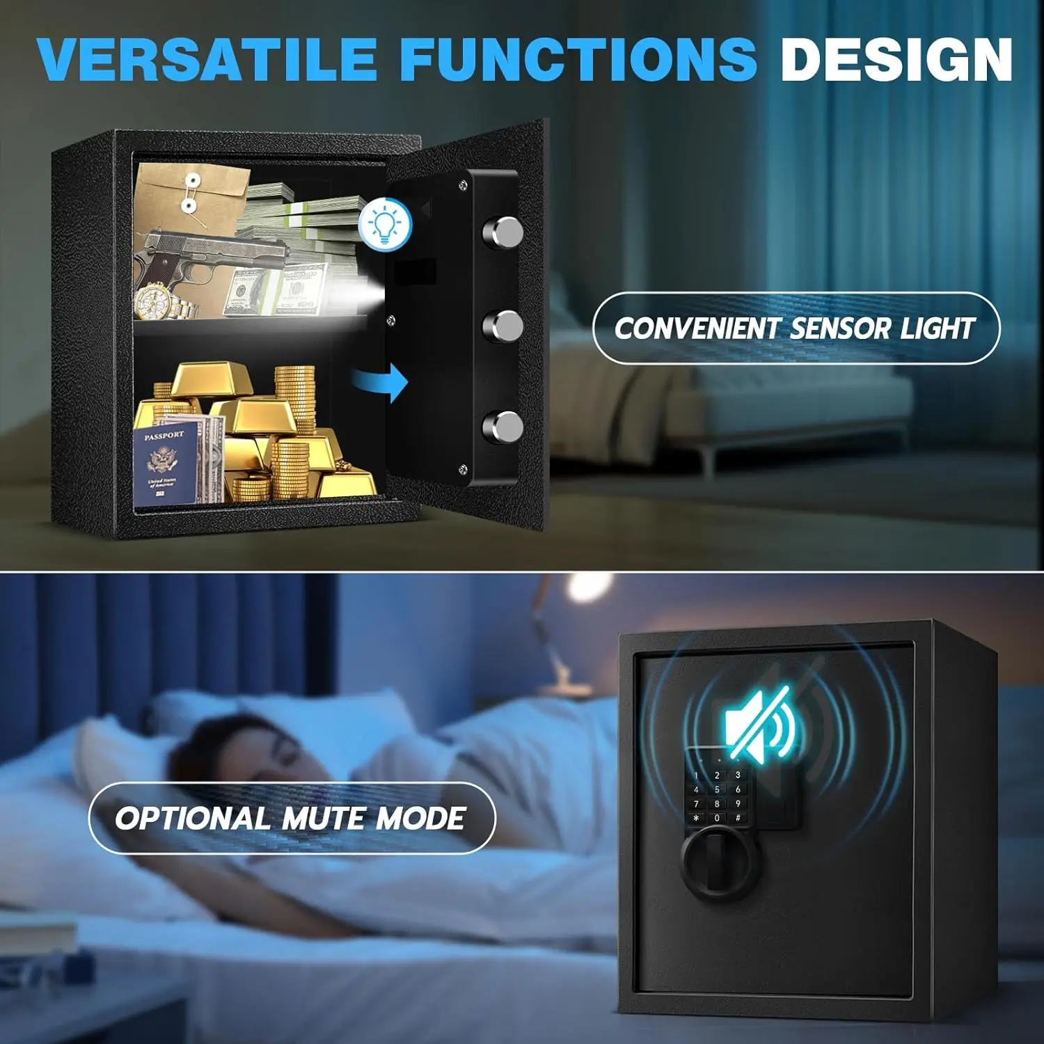 2.2 Cu Ft Safe Box For Home Documents -Steel Electronic Digital Safety Box for Office Money Jewelry Valuables, Personal Security