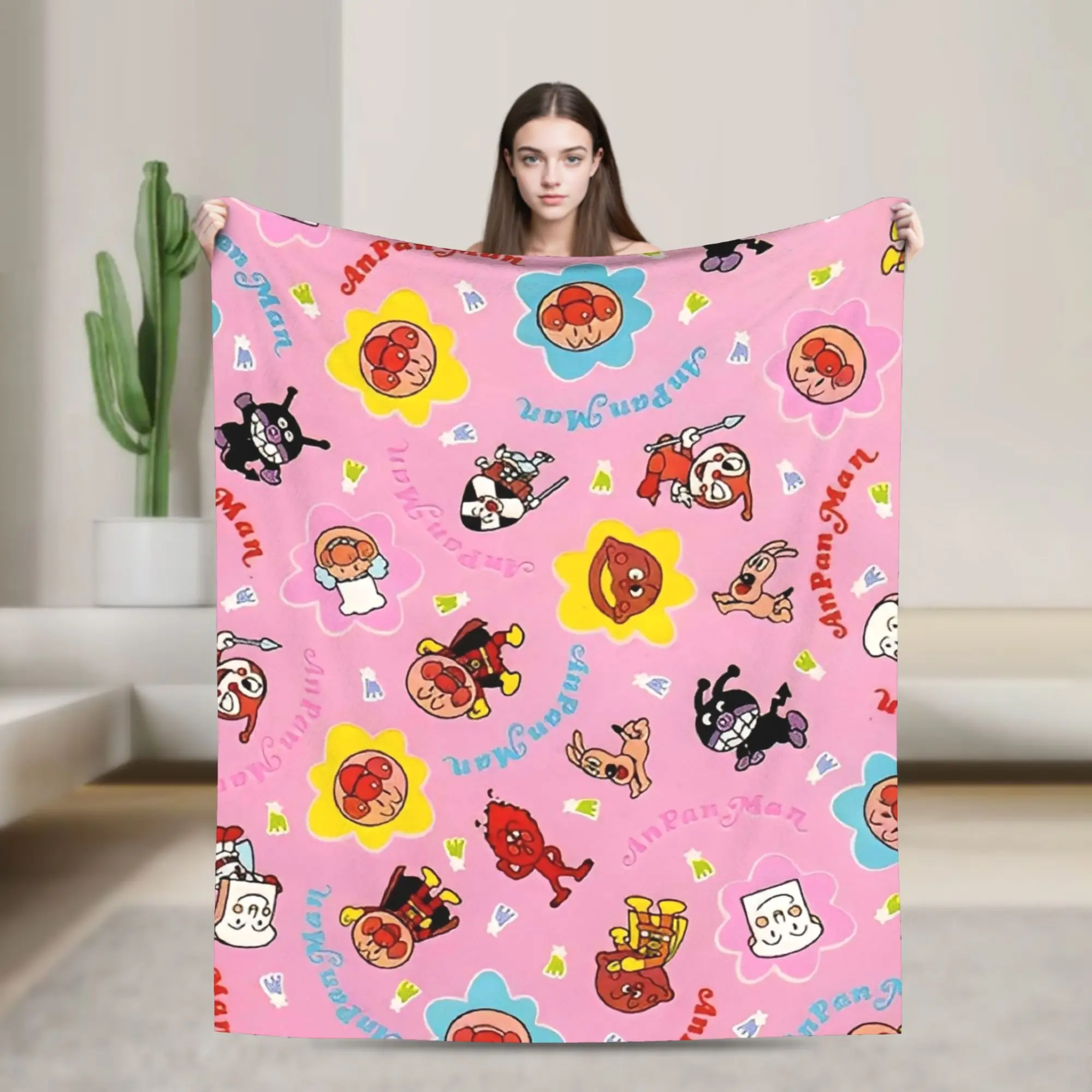 A-Anpanmans Cartoon Blanket Flannel Baikinman Dokinchan Horaman Melon girl Super Warm Throw Blanket for Car Sofa Couch Bedspread