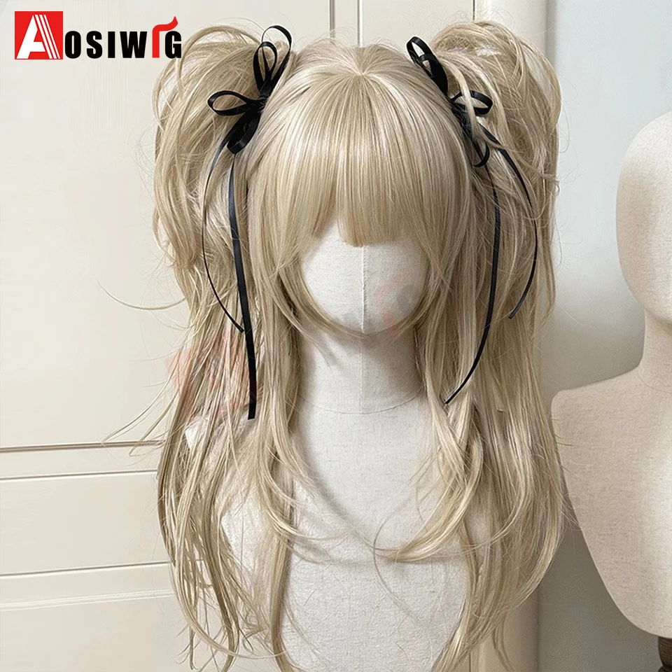Synthetische Lolita-Perücke im Prinzessinnen-Schnitt mit doppeltem Pferdeschwanz und Pony, für Mädchen, Ombre, Blond, Braun, Weiß, Grau, Cosplay, Halloween, Harajuku-Perücke – Detail 6