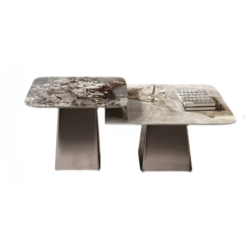

Легкий роскошный журнальный столик из каменной плиты. Современный комбинированный размер гостиной. Квадратный итальянский изысканный журнальный столик.