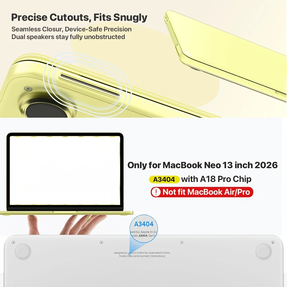 Transparent Laptop Case For Macbook Neo Case Macbook Neo 13 inch A3404 A18 Pro Chip 2026 Release Cases Clear Hard PC Back Cover