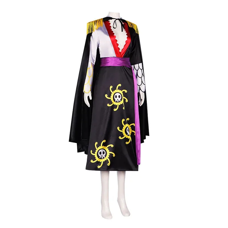 Anime With Cloak Sailor Suit Boa Hancock Cosplay Costume Custom size Black Dress Earringsx;8's,6;