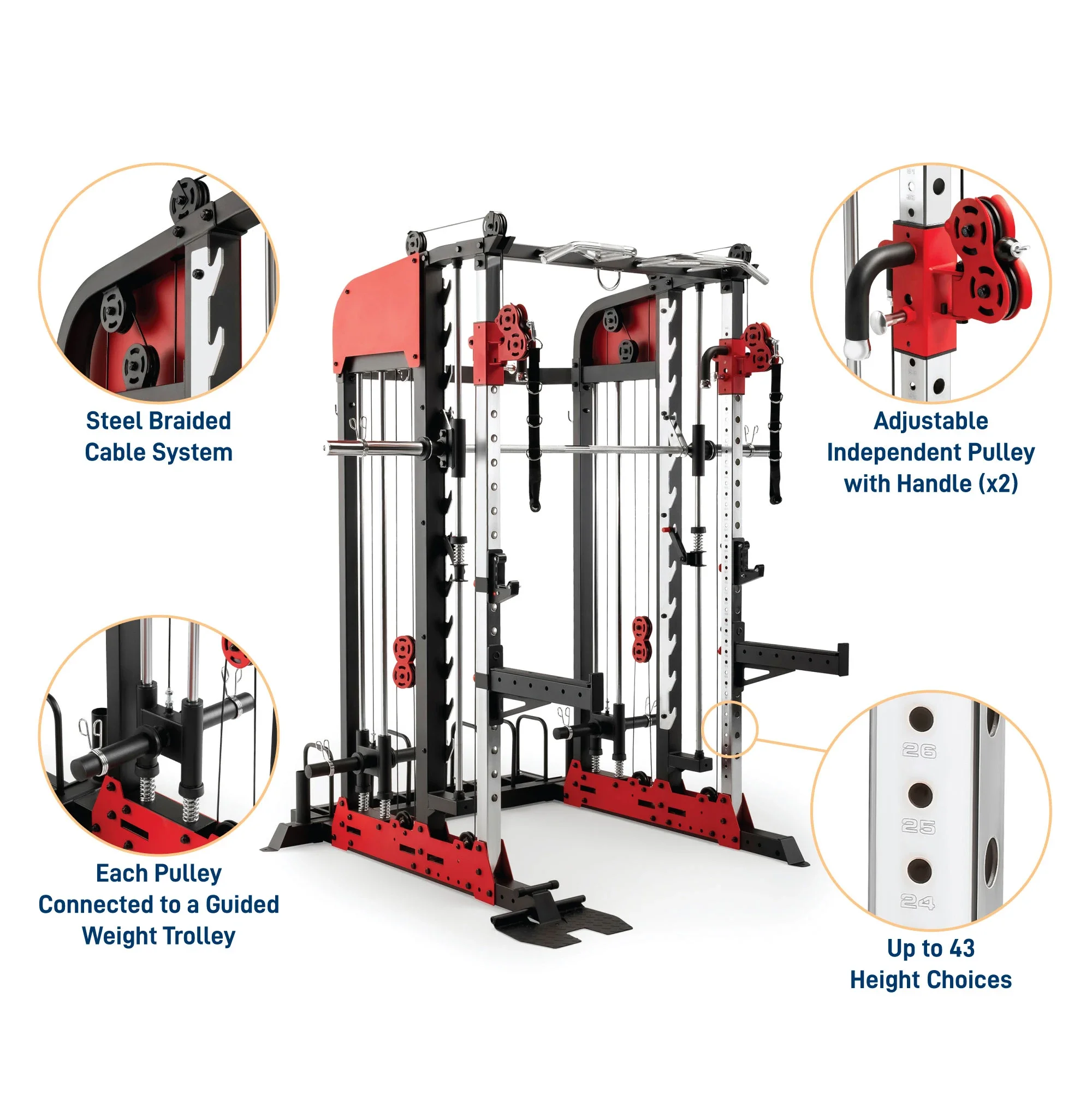 Gym Equipment Multi-function Rack Smith Machine Power Cage For Body Building