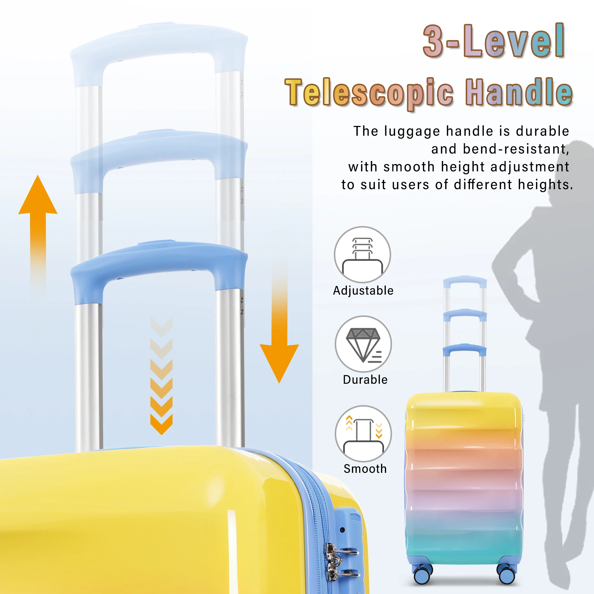 20" Carry-on Luggage with Cup Holder – Lightweight Glossy Hardshell Suitcases with Spinner Wheels, TSA Lock,2 Piece Set