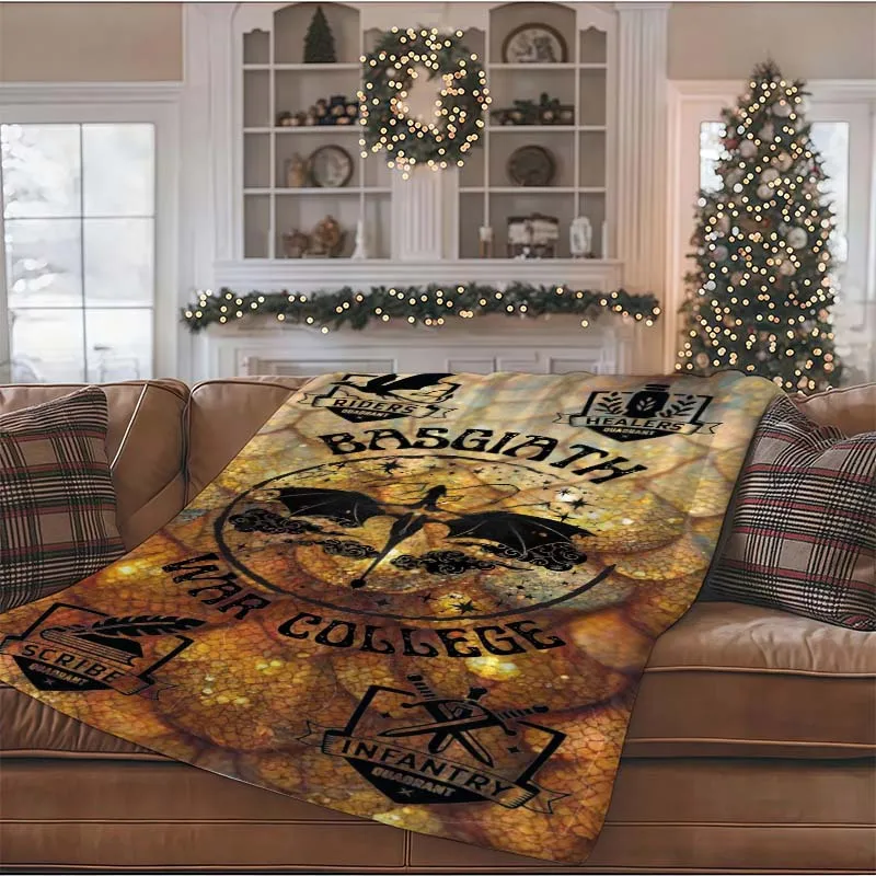 Customize Fourth Wing Logo Themed Flannel Soft Blanket, Suitable for All Seasons, Hypoallergenic and Tear-resistant. Ideal for S