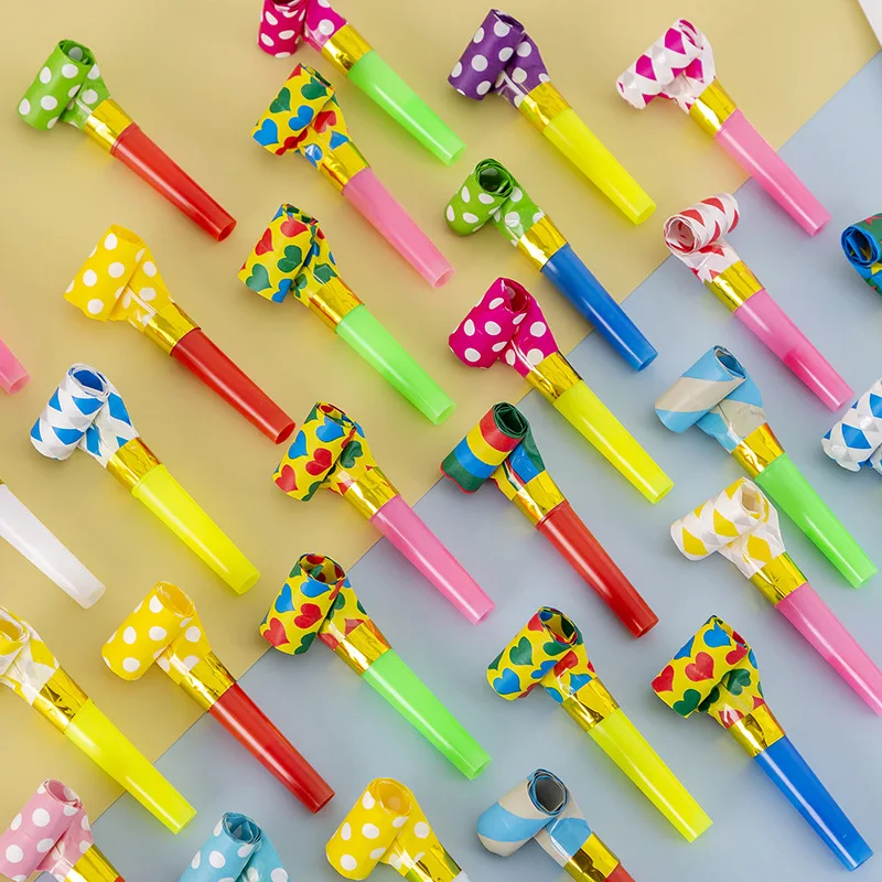 30Pcs Colorful Party Blowouts Whistles Noice Maker Toys for Kids Birthday Party Favors Baby Shower Treasure Boxs Pinata Filler