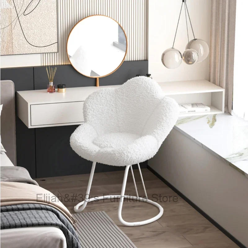 

Nordic Lamb wool living room chairs INS luxury swivel soft Armchair bedroom reading makeup vanity Backrest Stool home furniture