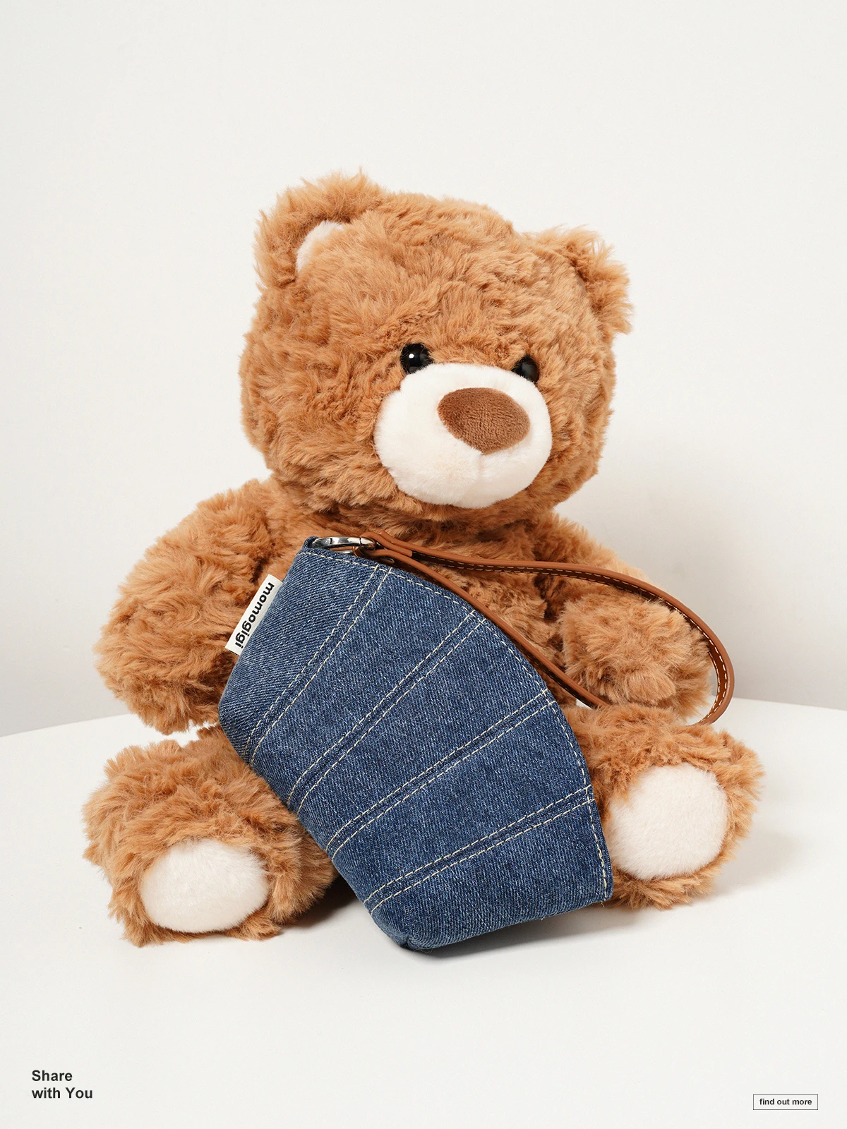 Retro denim shell shape storage bag, change bag, neck bag.