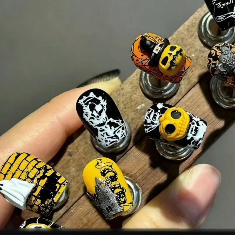 Halloween 3D Nagel-Silikonform Geist Kürbis Totenkopf Spinne Geprägte Nagelkunst-Form – Detail 3