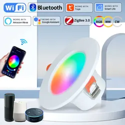 WiFi Smart LED Downlight Zigbee Dimming Round Spot Light 5W 7W 10W 15W RGB Color Change Warm Cool light Alexa Google Home Vocie