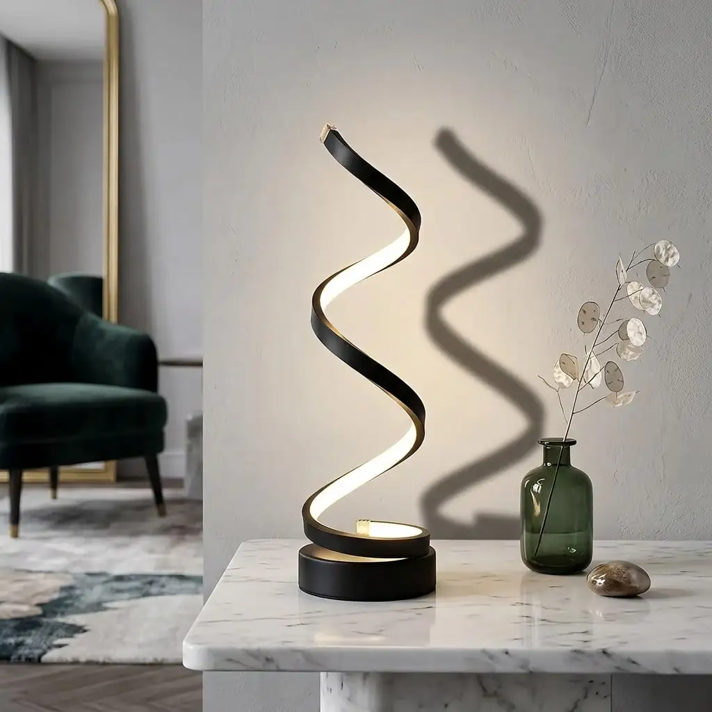 Modern Spiral Desk Lamp, Night Light Desk Accessories Lamps For Bedroom Home Decor