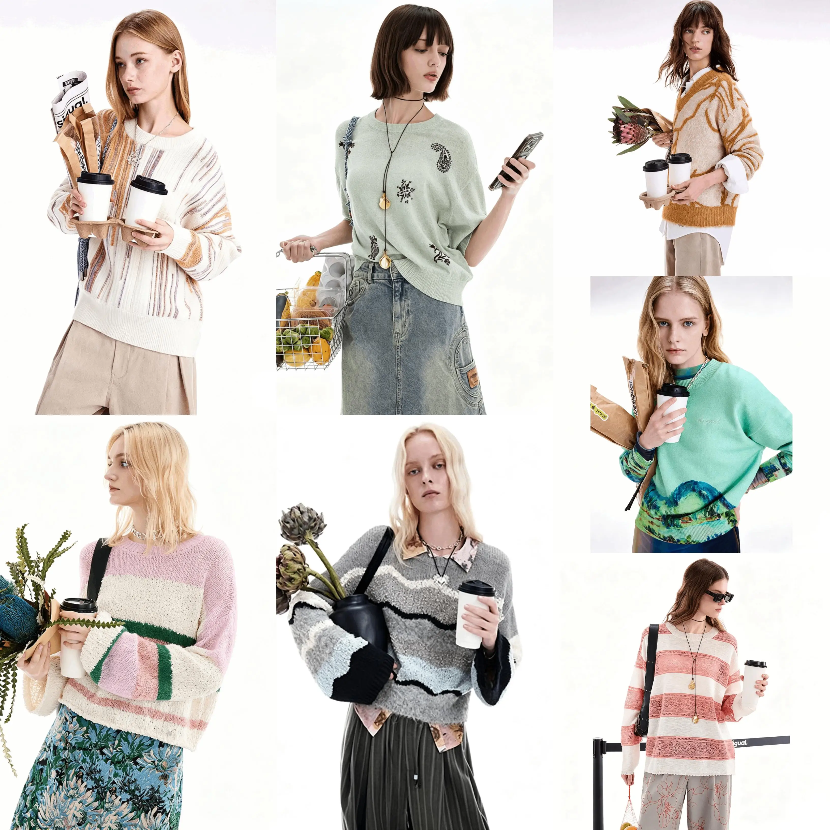 Original foreign trade order, 2026 winter warm knitted jacquard V-neck round neck women's knitted sweater sweater