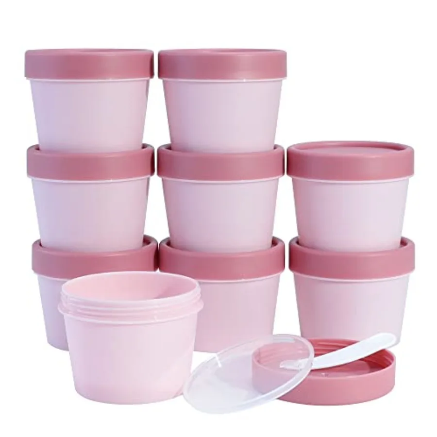 3.4oz/100ml Empty Leakproof Cosmetic Pot Jars Wide-Mouth Plastic Mask Container with Dome Lids for Beauty Products, DIY Slime M