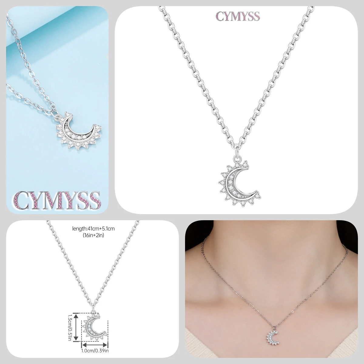 2026 Original 925 Sterling Silber Planeten-Halskette mit Liebesherz und Zirkonia-Einlage, Romantischer Modeschmuck, Partygeschenke für Frauen – Detail 9