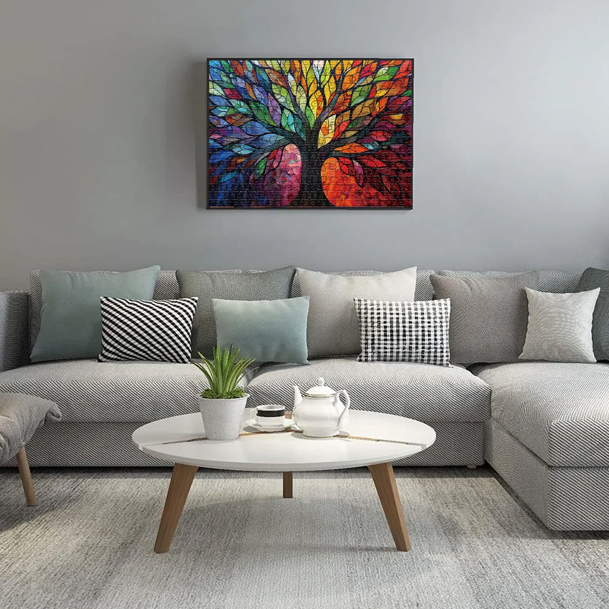 1000-teiliges farbiges Baum-Puzzle, Heimdekoration, Puzzlespiele für Erwachsene, Familienspaß, Bodenpuzzles, Lernspielzeug für Kinder