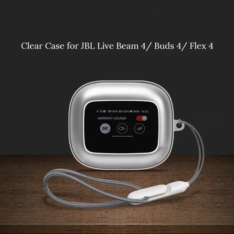 Kristallklare Hülle für JBL Live Beam 4/ Buds 4/ Flex 4 Ohrhörer Stoßfeste Weiche TPU-Schutzhülle Zubehör mit Trageband