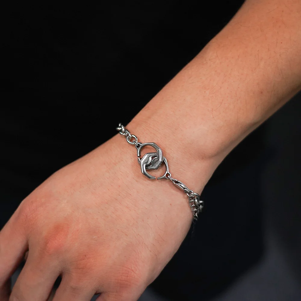 Personalized double ring handcuffs bracelet can be engraved fashionable charm jewelry gift, custom  jewelry for men women.