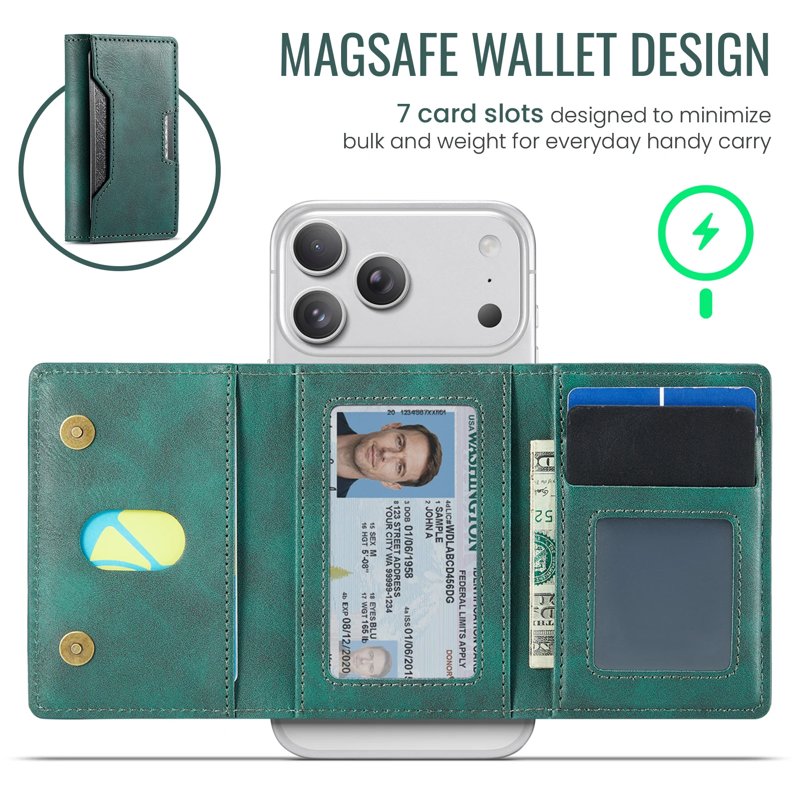 Multi-Slot MagSafe Geldbörse mit RFID-Blockierung und Magnetischem Kartenhalter für Smartphones – Detail 34