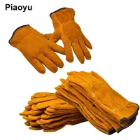 3/5/10 pares de guantes de trabajo de protección laboral de cuero vacuno suave protección de seguridad de soldadura guantes de soldadura aislados resistentes al desgaste