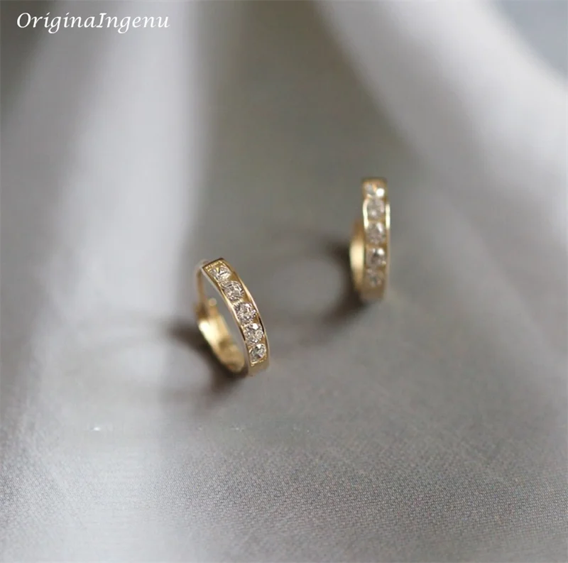 

Solid 9K Gold Hoop Earrings Dainty Zircon Women Hoop Earrings Real Gold Hoop Jewelry 9K Gold Hypoallergenic Fine Jewelry